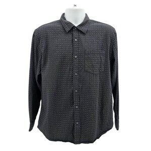 Carbon 2 Cobalt Mens Large Shirt Dot Checker Black Button Long Sleeve Preppy